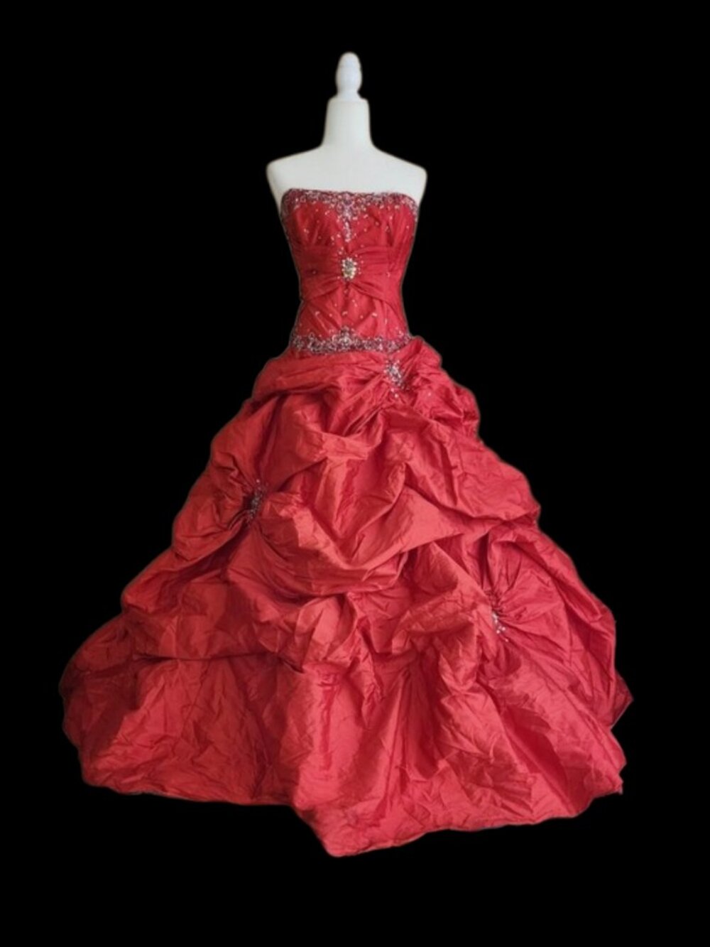 Mori Lee Striking Red Strapless Ball Gown Wedding Or Quinceanera Fits 12-20